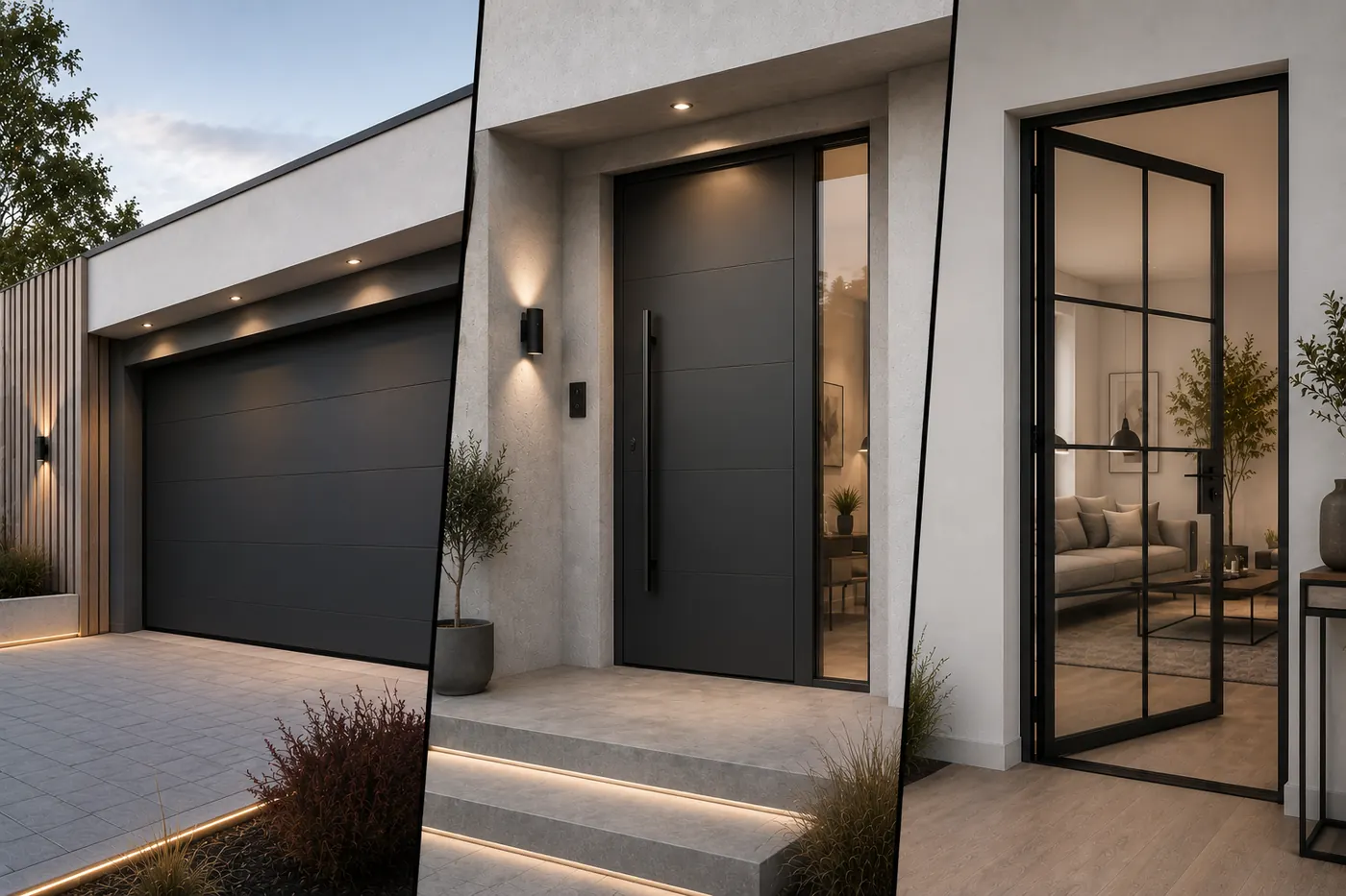 Modernes Einfamilienhaus in Asperg mit Aluminium-Haustür, Sektionaltor und Lofttür von Alu-Door