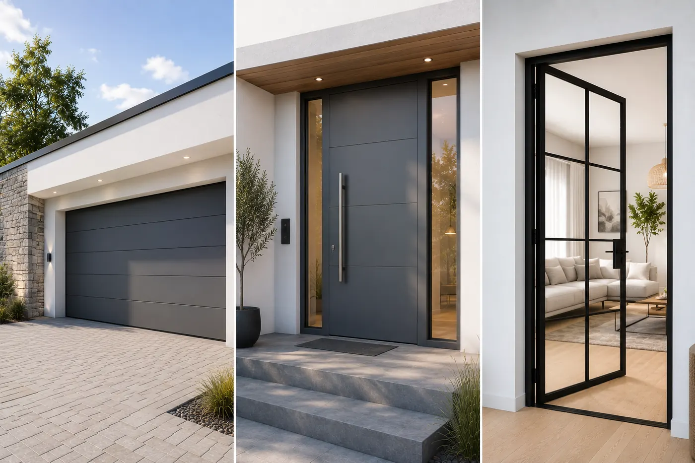 Repräsentatives Wohnhaus mit Aluminium-Haustür und Anthrazit-Garagentor in Bönnigheim — Alu-Door