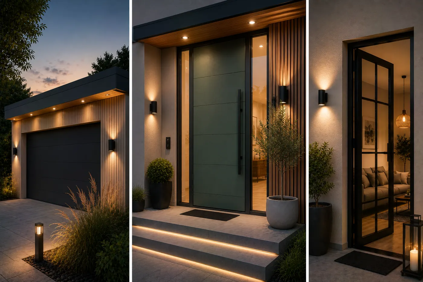 Hochwertige Aluminium-Haustür mit Designgriff und Sektionaltor in Brackenheim — Alu-Door