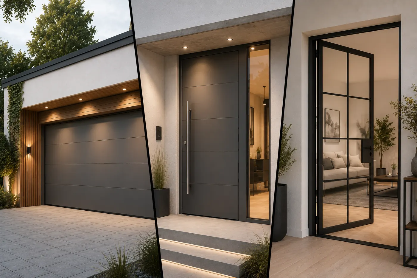 Modernes Einfamilienhaus in Ditzingen mit Aluminium-Haustür, Sektionaltor und Lofttür von Alu-Door