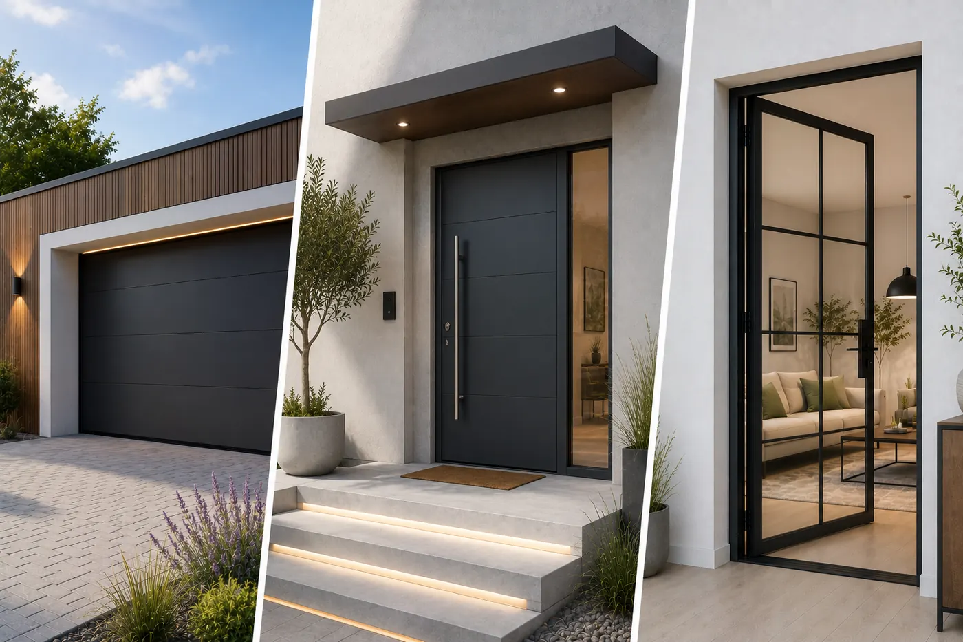 Modernes Einfamilienhaus mit Aluminium-Haustür und Garagentor in Erdmannhausen — Alu-Door Service aus Kirchheim