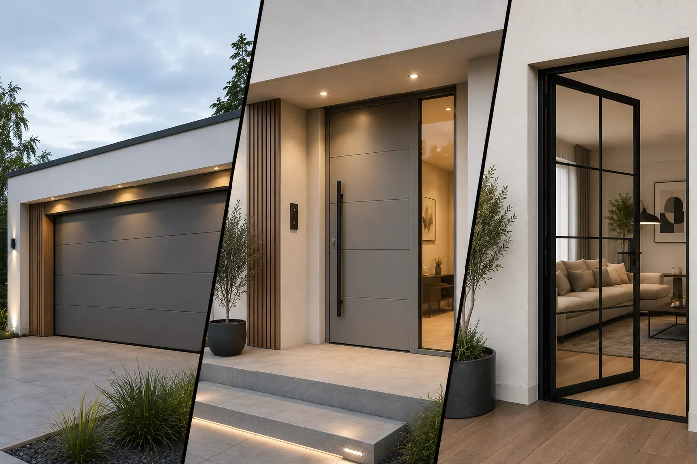 Modernes Einfamilienhaus in Sachsenheim mit Aluminium-Haustür, Sektionaltor und Lofttür von Alu-Door
