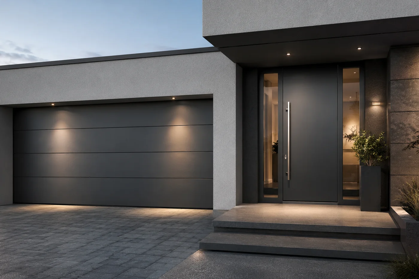 Modernes Einfamilienhaus in Schwaigern mit Aluminium-Haustür, Sektionaltor und Lofttür von Alu-Door